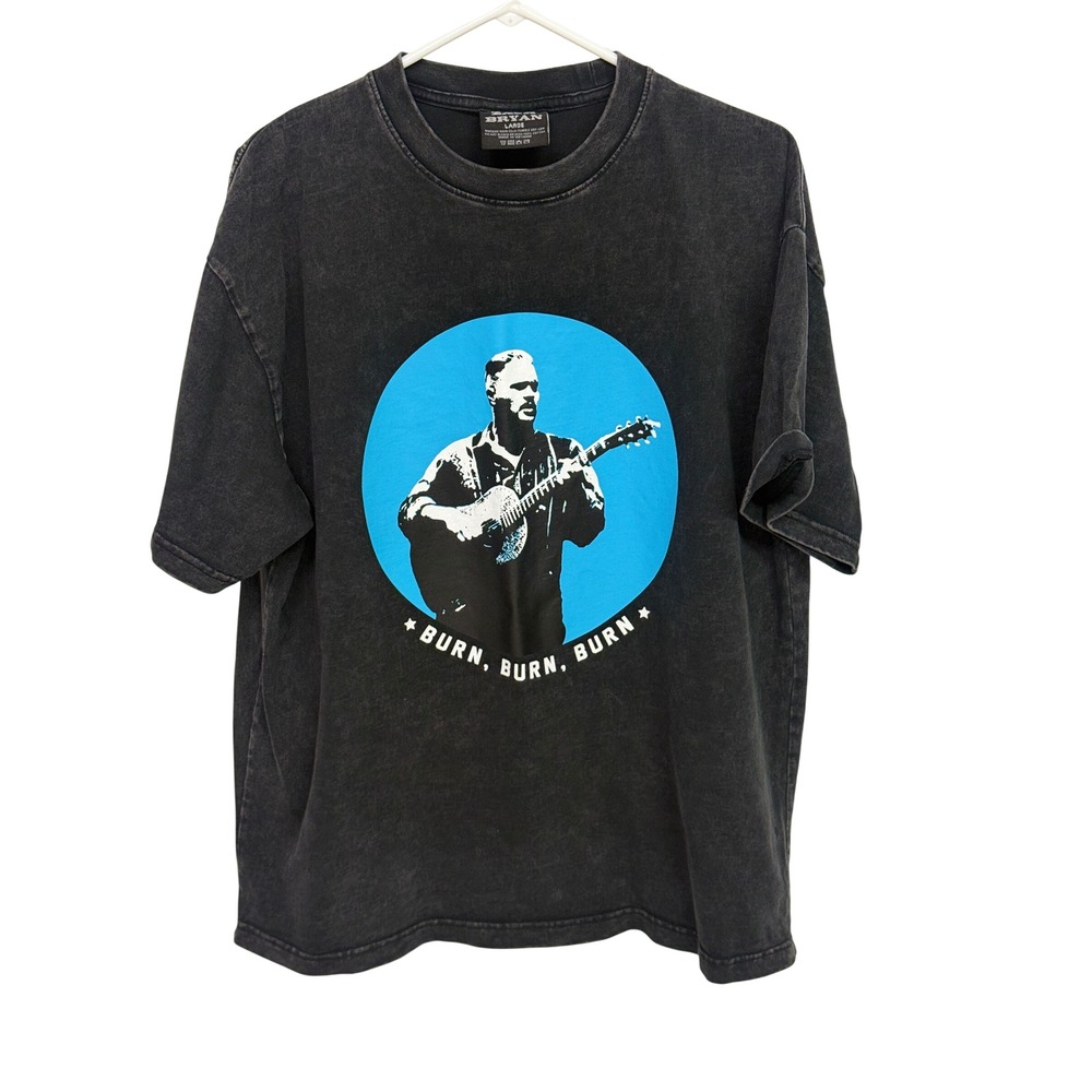 Zach Bryan 2023 Burn Burn Burn Tour T-Shirt Washed Black Large Concert Tee